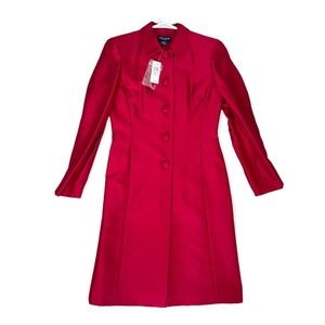 NWT Vintage Ann Taylor Red 100% Silk Dress Coat Jacket XS (petite)